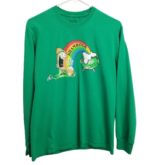 Cport And Company Leprechaun Tee Shirt Graphic Long Sleeve Crewneck Green Medium - Picture 1 of 8